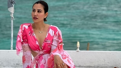 Taking to Instagram, Sonnalli Seygall posted a bunch of photos. She also opted for solo photoshoots with the blue water behind her. 