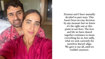 Kusha Kapila announced her separation from with husband Zorawar Ahluwalia on Instagram. Kusha Kapila announced her separation from with husband Zorawar Ahluwalia on Instagram.