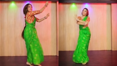 Saree-clad woman dancing to Genda Phool. (Instagram/@dancewithalishaofficial) Saree-clad woman dancing to Genda Phool. (Instagram/@dancewithalishaofficial)