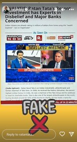 Ratan Tata dismissed this claim about his association with cryptocurrency. (Instagram/@ratantata)