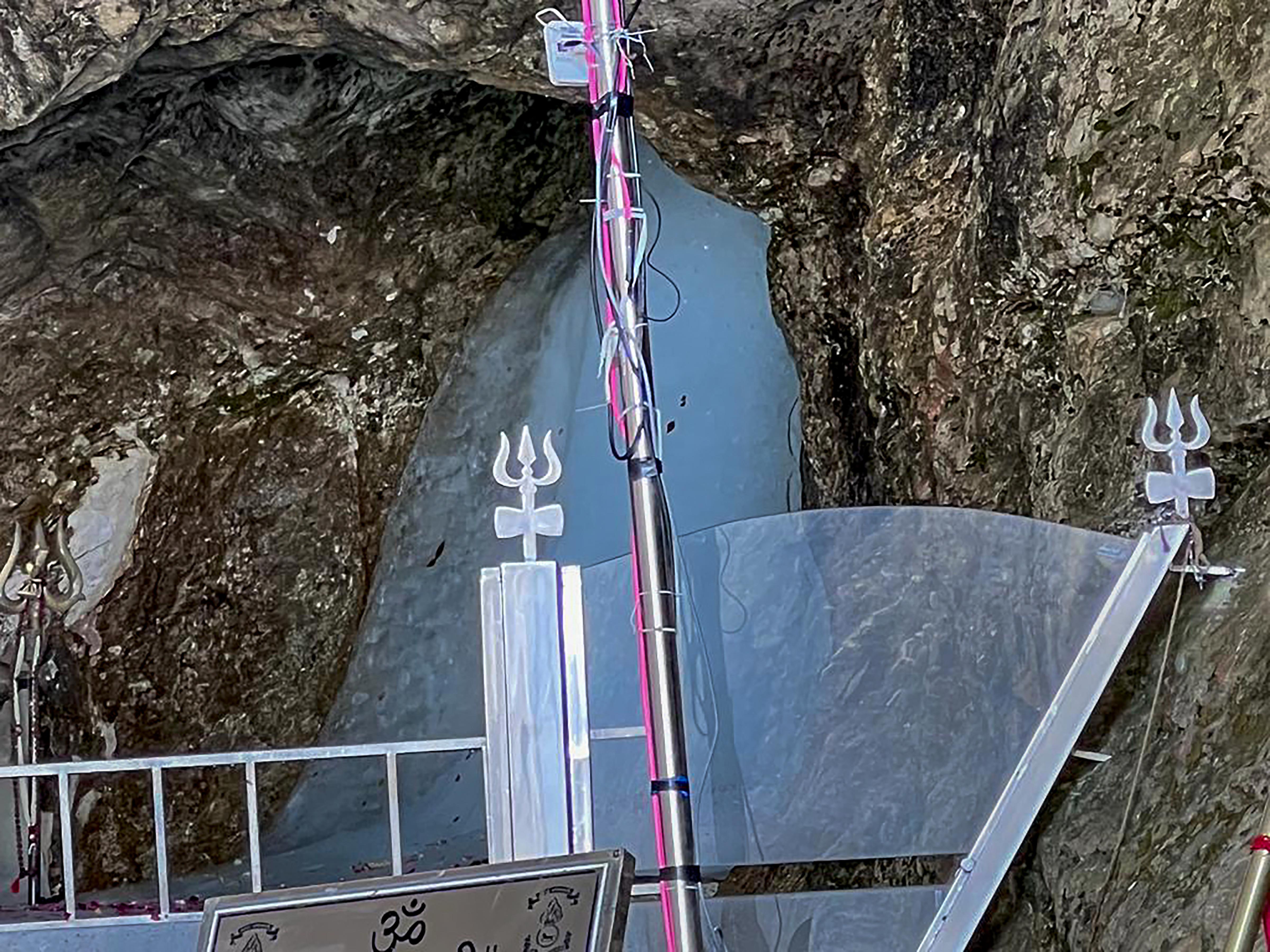 Amarnath: Naturally-formed ice lingam inside the Shri Amarnath Cave Shrine on June 25 ahead of the beginning of Amarnath Yatra in Pahalgam (PTI) Amarnath: Naturally-formed ice lingam inside the Shri Amarnath Cave Shrine on June 25 ahead of the beginning of Amarnath Yatra in Pahalgam (PTI)