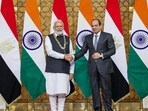 Prime Minister Narendra Modi being conferred with the highest state honour of Egypt', the Order of the Nile’ award, by Egyptian President Abdel Fattah El-Sisi, at President House, in Cairo on Sunday. (ANI Photo) Prime Minister Narendra Modi being conferred with the highest state honour of Egypt', the Order of the Nile’ award, by Egyptian President Abdel Fattah El-Sisi, at President House, in Cairo on Sunday. (ANI Photo)