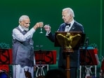 US President Joe Biden with Prime Minister Narendra Modi. US President Joe Biden with Prime Minister Narendra Modi.