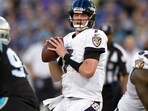 Ryan Mallett looks to pass during the first half of an NFL preseason football game against the Carolina Panthers, Aug. 11, 2016, in Baltimore (AP Photo/Nick Wass, File)