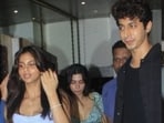 Suhana Khan, Khushi Kapoor, Agastya Nanda and Vedant Raina and Mihir Ahuja outside a Mumbai restaurant. Suhana Khan, Khushi Kapoor, Agastya Nanda and Vedant Raina and Mihir Ahuja outside a Mumbai restaurant.