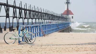 A haze falls over Lake Michigan and the St. Joseph Lighthouses Tuesday, June 27, 2023, along Tiscornia Beach in St. Joseph, Mich., as wildfires continue to burn in Canada. (Don Campbell/The Herald-Palladium via AP) (AP) A haze falls over Lake Michigan and the St. Joseph Lighthouses Tuesday, June 27, 2023, along Tiscornia Beach in St. Joseph, Mich., as wildfires continue to burn in Canada. (Don Campbell/The Herald-Palladium via AP) (AP)