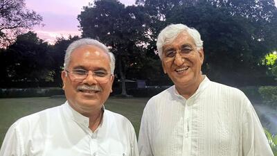 Chhattisgarh chief minister Bhupesh Baghel with his deputy-designate, T S Singh Deo. (PTI)