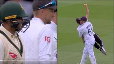 Usman Khawaja and Joe Root are bemused as Bairstow (R) carries off a protestor from Lord's (Twitter) Usman Khawaja and Joe Root are bemused as Bairstow (R) carries off a protestor from Lord's (Twitter)