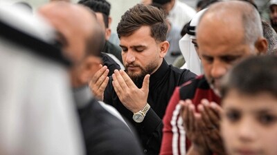 Sunni Muslim worshippers perform the morning prayers for Eid-ul-adha at the Mohamed al-Amin mosque on the eastern side of Iraq's northern city of Mosul. (AFP) Sunni Muslim worshippers perform the morning prayers for Eid-ul-adha at the Mohamed al-Amin mosque on the eastern side of Iraq's northern city of Mosul. (AFP)
