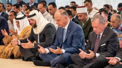 Muslims across the world offered special Eid prayers, also known as Salat Al Eid, on the first day of Eid-ul-Adha, which is being observed in several countries today, June 28. In India, Eid-ul-Adha, also known as Bakrid or the Festival of Sacrifice will be celebrated on June 29. (AFP) Muslims across the world offered special Eid prayers, also known as Salat Al Eid, on the first day of Eid-ul-Adha, which is being observed in several countries today, June 28. In India, Eid-ul-Adha, also known as Bakrid or the Festival of Sacrifice will be celebrated on June 29. (AFP)