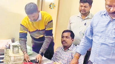 Lokayukta conducts raid at suspended Tehsildar, Ajith Rai’s residence in connection with disproportionate assets case. (ANI) Lokayukta conducts raid at suspended Tehsildar, Ajith Rai’s residence in connection with disproportionate assets case. (ANI)