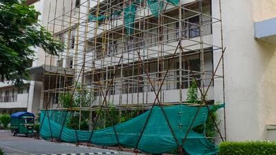 The area around tower F has been cordoned off at Chintels Paradiso in Gurugram. (PTI) The area around tower F has been cordoned off at Chintels Paradiso in Gurugram. (PTI)