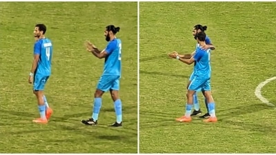 Sandesh Jhingan tries to cheer up Anwar Ali after India's 1-1 draw against Kuwait at SAFF Championship 2023 (Twitter/sivansundar) Sandesh Jhingan tries to cheer up Anwar Ali after India's 1-1 draw against Kuwait at SAFF Championship 2023 (Twitter/sivansundar)