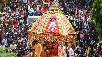 Thousands of people were pulling the Rath, made of iron, when it came in contact with a 133 kv overhead cable, (Representational Image) Thousands of people were pulling the Rath, made of iron, when it came in contact with a 133 kv overhead cable, (Representational Image)