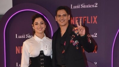 Tamannaah Bhatia and Vijay Varma stole attention at the Lust Stories 2 premiere where they posed together as a couple. The anthalogy has Tamannaah kissing on screen for the first time. And Vijay is her co-star in the film. (Varinder Chawla) Tamannaah Bhatia and Vijay Varma stole attention at the Lust Stories 2 premiere where they posed together as a couple. The anthalogy has Tamannaah kissing on screen for the first time. And Vijay is her co-star in the film. (Varinder Chawla)
