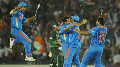 Indian players celebrate after beating Pakistan in Mohali in 2011. The venue did not get a single match in World Cup 2023. (AP) Indian players celebrate after beating Pakistan in Mohali in 2011. The venue did not get a single match in World Cup 2023. (AP)
