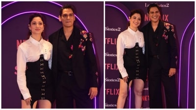 Tamannaah Bhatia, Vijay Varma at Lust Stories 2 event on Tuesday. (Varinder Chawla) Tamannaah Bhatia, Vijay Varma at Lust Stories 2 event on Tuesday. (Varinder Chawla)
