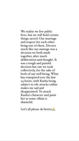 Zorawar's post about the divorce. Zorawar's post about the divorce.