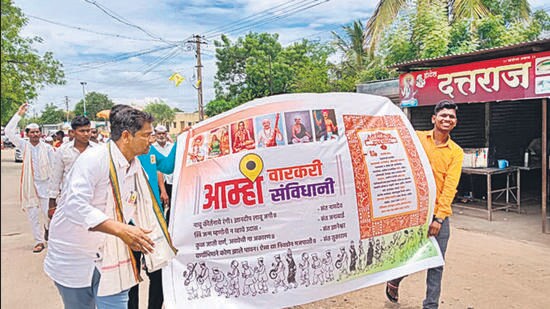Pilgrims walk to Pandharpur with the Indian Constitution as their holy book