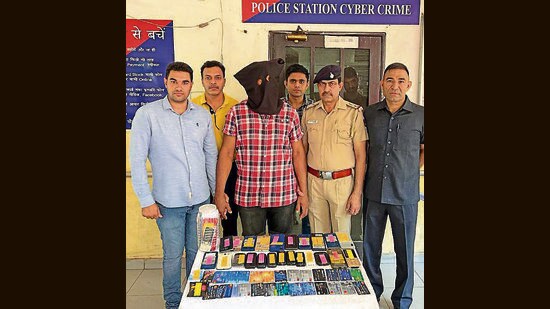 The accused in police custody on Wednesday. (HT Photo)
