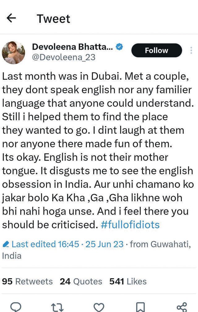 Devoleena’s tweet