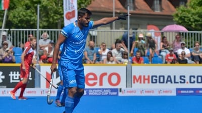 Sanjay in action for Indian hockey team (Hockey India)