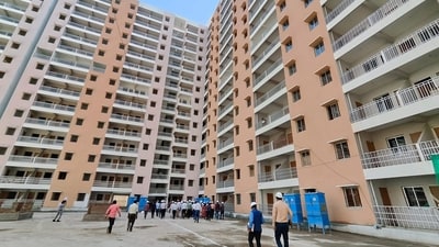 Rehabilitation project of DDA at Jailorwala Bagh, in New Delhi. (PTI)