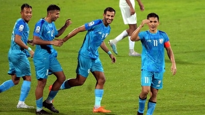 Indian captain Sunil Chhetri celebrates a goal in the ongoing SAFF Championship. (PTI) Indian captain Sunil Chhetri celebrates a goal in the ongoing SAFF Championship. (PTI)