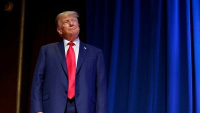 Former U.S. President and Republican presidential candidate Donald Trump attends the North Carolina Republican Party convention in Greensboro, North Carolina, U.S. June 10, 2023. (REUTERS)