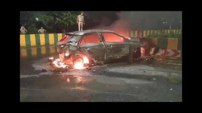 When locals saw the vehicle on fire, they rushed to rescue the injured from the burning car and alerted the police. (HT Photo) When locals saw the vehicle on fire, they rushed to rescue the injured from the burning car and alerted the police. (HT Photo)