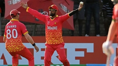 Sikandar Raza celebrates after a dismissal during the match against Oman (ICC) Sikandar Raza celebrates after a dismissal during the match against Oman (ICC)