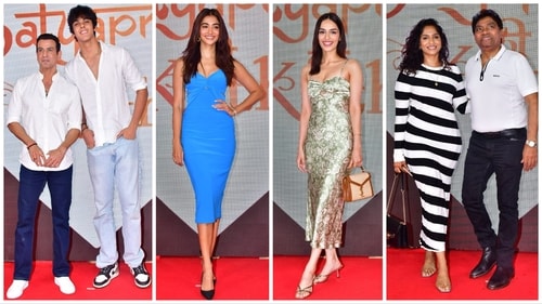 Ronit Roy with son, Pooja Hegde, Manushi Chillar, Johny Lever with Jesse Lever at
Satyaprem Ki Katha screening. (Varinder Chawla) Ronit Roy with son, Pooja Hegde, Manushi Chillar, Johny Lever with Jesse Lever at
Satyaprem Ki Katha screening. (Varinder Chawla)