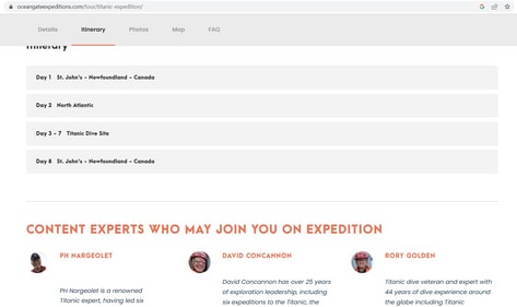 Screenshot of the OceanGate website