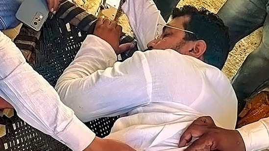 Bhim Army chief Chandrashekhar Azad after his convoy was shot at by armed men in Saharanpur, Wednesday, (PTI)