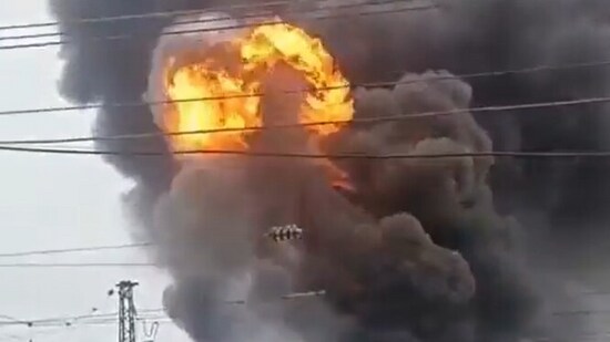 Video footage on social media showed dozens of firefighters at the scene and black smoke billowing high into the air. (@spectatorindex)