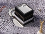 Muslim pilgrims pray around the Kaaba.