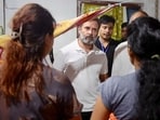 Imphal: Congress leader Rahul Gandhi meets with violence-affected families at Ideal Girls College relief camp in Imphal, Manipur, Thursday, June 29, 2023. (PTI Photo)(PTI06_30_2023_000073B) Imphal: Congress leader Rahul Gandhi meets with violence-affected families at Ideal Girls College relief camp in Imphal, Manipur, Thursday, June 29, 2023. (PTI Photo)(PTI06_30_2023_000073B)