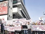 Supertech buyers during a protest in February (HT Archive)