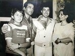 Dharmendra and Prakash Kaur with their sons Bobby Deol and Sunny Deol. (Instagram/ Film History Pics) Dharmendra and Prakash Kaur with their sons Bobby Deol and Sunny Deol. (Instagram/ Film History Pics)