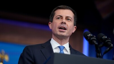 FILE - Transportation Secretary Pete Buttigieg speaks about airline flight delays and cancellations in the South Court Auditorium on the White House complex, May 8, 2023, in Washington. The Transportation Department is awarding almost $1.7 billion in grants for buying zero and low emission buses, with the money going to transit projects in 46 states and territories. The grants will enable transit agencies and state and local governments to buy 1,700 U.S.-built buses, nearly half of which will have zero carbon emissions. (AP Photo/Evan Vucci, File) (AP) FILE - Transportation Secretary Pete Buttigieg speaks about airline flight delays and cancellations in the South Court Auditorium on the White House complex, May 8, 2023, in Washington. The Transportation Department is awarding almost $1.7 billion in grants for buying zero and low emission buses, with the money going to transit projects in 46 states and territories. The grants will enable transit agencies and state and local governments to buy 1,700 U.S.-built buses, nearly half of which will have zero carbon emissions. (AP Photo/Evan Vucci, File) (AP)