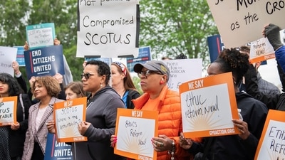 IMAGE DISTRIBUTED FOR POPULAR DEMOCRACY ACTION - Center for Popular Democracy Action and partners call for SCOTUS ethics reform now on Tuesday, May 02, 2023 in Washington. (Joy Asico/AP Images for Center for Popular Democracy Action) IMAGE DISTRIBUTED FOR POPULAR DEMOCRACY ACTION - Center for Popular Democracy Action and partners call for SCOTUS ethics reform now on Tuesday, May 02, 2023 in Washington. (Joy Asico/AP Images for Center for Popular Democracy Action)