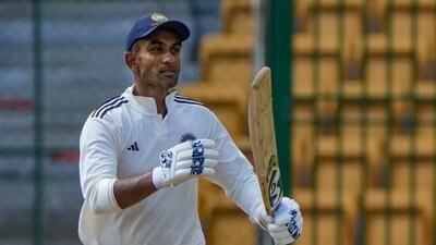 North Zone batter Jayant Yadav celebrates his fifty during the third day of Duleep trophy cricket match between North Zone and North East Zone (PTI) North Zone batter Jayant Yadav celebrates his fifty during the third day of Duleep trophy cricket match between North Zone and North East Zone (PTI)
