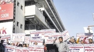 Supertech buyers during a protest in February (HT Archive) Supertech buyers during a protest in February (HT Archive)