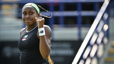 Coco Gauff celebrates after winning against Jessica Pegula during their women's singles quarter-final at Eastbourne International (AFP) Coco Gauff celebrates after winning against Jessica Pegula during their women's singles quarter-final at Eastbourne International (AFP)