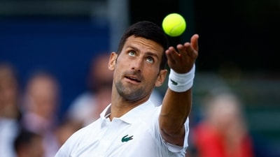 Serbia's Novak Djokovic in action during his exhibition match against Frances Tiafoe of the U.S (Action Images via Reuters)