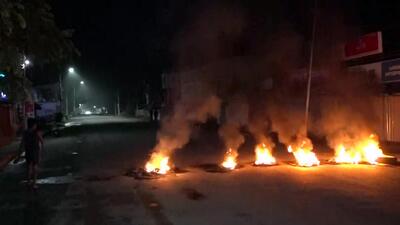 Tyres set on fire amid fresh violence in Manipur. (PTI) Tyres set on fire amid fresh violence in Manipur. (PTI)