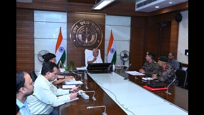 Uttar Pradesh chief secretary Durga Shankar Mishra discussing preparations of the recruitment rallies on June 30. (Sourced) Uttar Pradesh chief secretary Durga Shankar Mishra discussing preparations of the recruitment rallies on June 30. (Sourced)