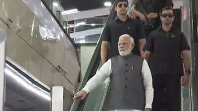 Prime Minister Narendra Modi travelled by metro to attend University of Delhi's centenary celebration on Friday. (ANI)