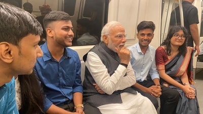 Prime Minister Narendra Modi travelled in Delhi Metro to attend Delhi University's centenary celebrations on Friday. Prime Minister Narendra Modi travelled in Delhi Metro to attend Delhi University's centenary celebrations on Friday.