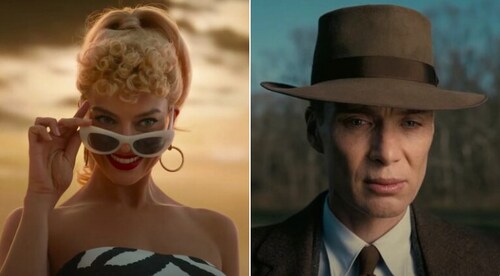 Margot Robbie in Barbie (left) and Cillian Murphy in a still from Oppenheimer. Margot Robbie in Barbie (left) and Cillian Murphy in a still from Oppenheimer.